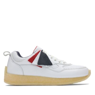 NEU UND VERPACKT Unisex Clarks Originals LOCKHILL Ronnie Fieg weiße Leder Turnschuhe