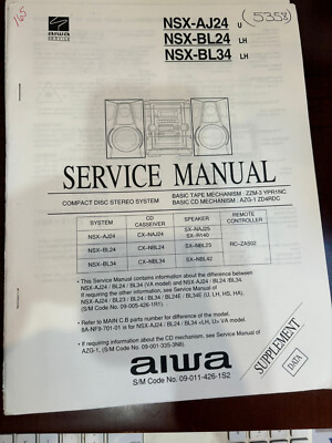 AIWA NSX-AJ24 NSX-BL24 NSX-BL34 CX-NAJ24 165 1231 Service Manual