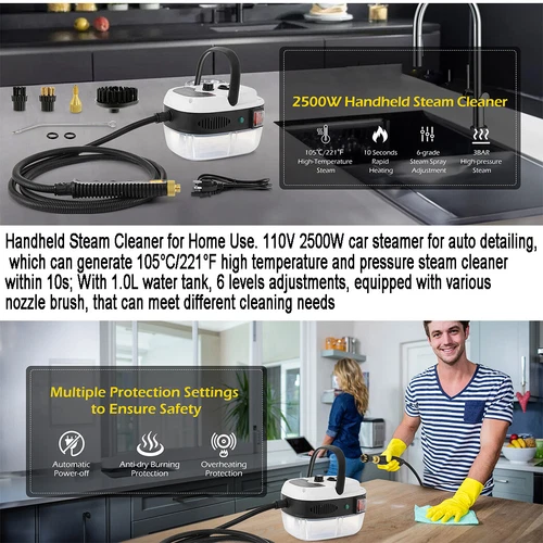 2500W Handheld Steam Cleaner Machine High Tempetature Steamer Cleaning Tools - Picture 10 of 12