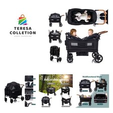Wagon Stroller for 2 kids  Cargo-Travel Stroller Push-Pull Double Stroller L...