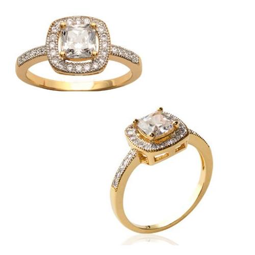 Bague pavé zirconium bijoux femme plaqué or 18 carats taille au choix 52-58