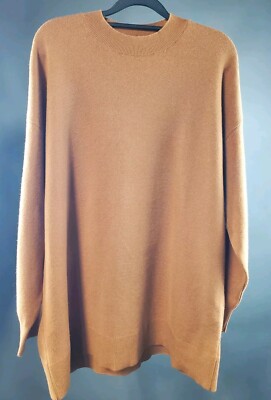 Mango MNG Women s Size M Pullover Mock-Turtleneck Tunic Sweater Butterscotch