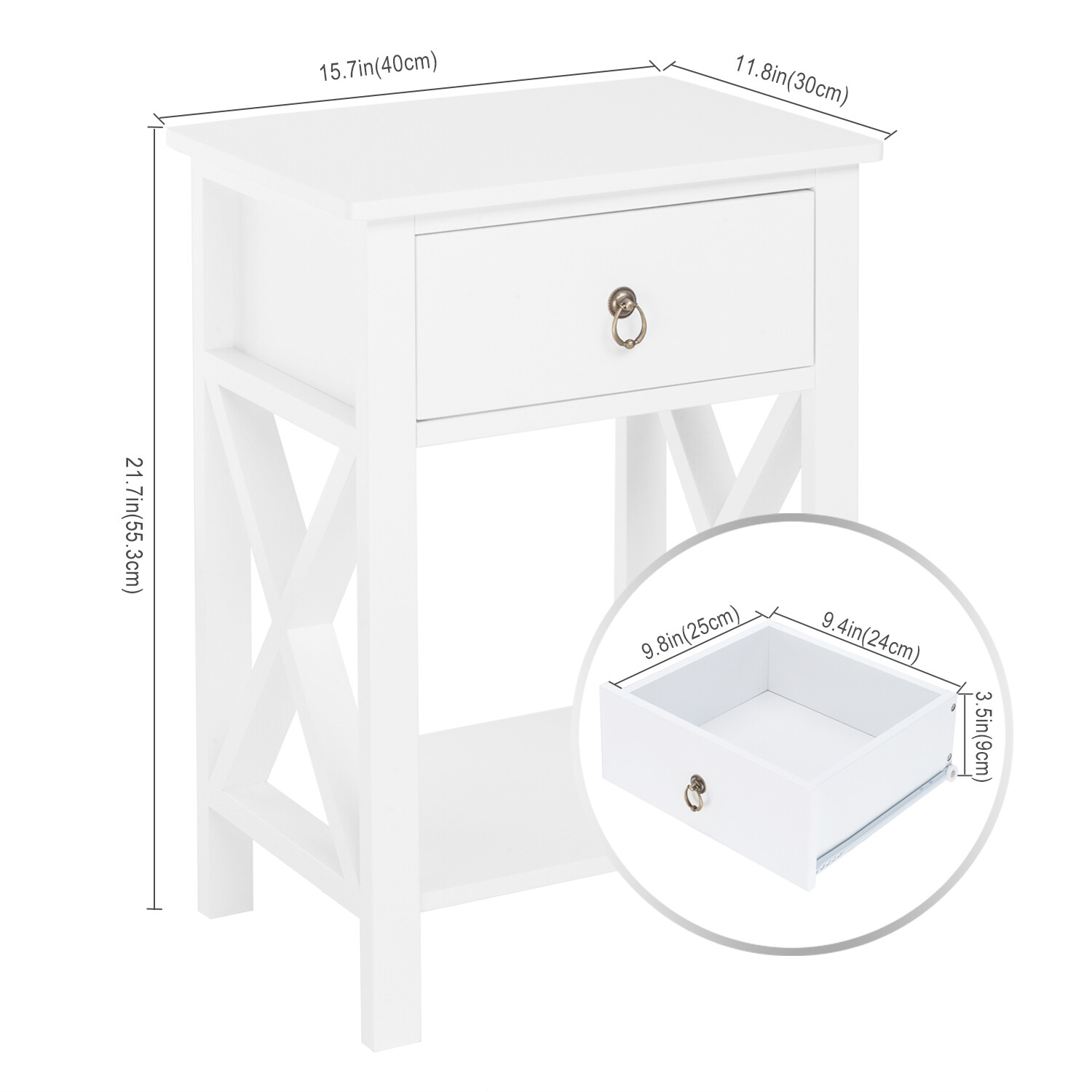 Set of 2 Modern Wood Nightstand End Table Bedroom Storage Side Bedside W/Drawer