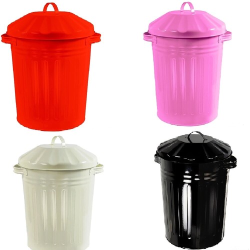 Metal Bin & Lid Galvanised Dustbin Rubbish Trash Bathroom Toy Storage Retro eBay