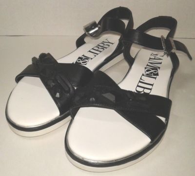 Sam & Libby Sandals Women's Size 8 M Black Studded Flat Buckle Strappy NWOB