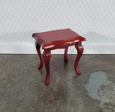 TOWN SQUARE MINIATURES Dollhouse Side or End Table Curvy Top Mahogany Finish Fancy 1:12 Scale Miniature