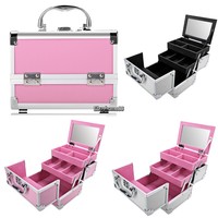 Portable Mini Jewellry Makeup Case Aluminum Cosmetic Package Box With Mirror Portable Mini Jewellry Makeup Case Aluminum Cosmetic Package Box With Mirror