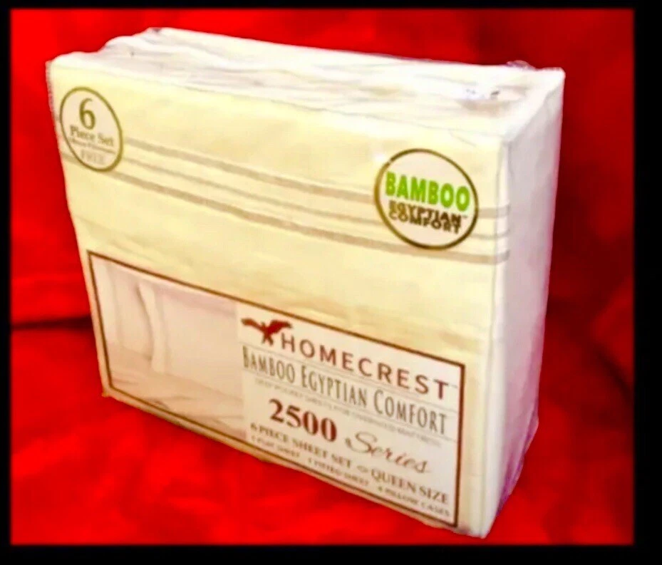 Homecrest Egyptian Comfort 2500 Series 6pc Sheet Set QUEEN,100% bamboo viscose - Image 2 of 4