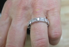 3 ct Round  Baguette Diamond Eternity Ring Platinum Band E-F color VS size 6.5