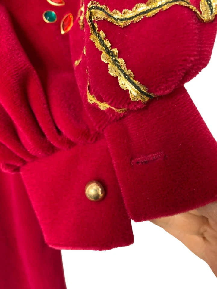 Raro De Colección Años 70 David Brown X Saks Rojo Maxi Vestido Casa M Vestido Terciopelo EE. UU. RD10167 Foto 3 de 4