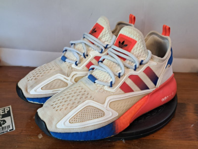 Adidas GS Zx 2K Boost Men's 6 Women's 7.5 White Red & Blue Athletic Shoes FX9519