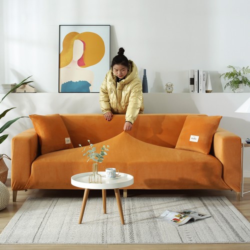 1/2/3/4 Sitzer Stretch Samt Sofabezug Sofa Überzug Ecksofa Abdeckung Sofahusse - Bild 79 von 87