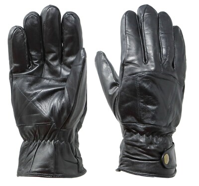 Men's Winter Warm Black Genuine Leather Gloves Insulation Lambskin Gloves 