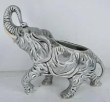 McCoy Pottery Elephant Planter-Trunk Up-Vintage