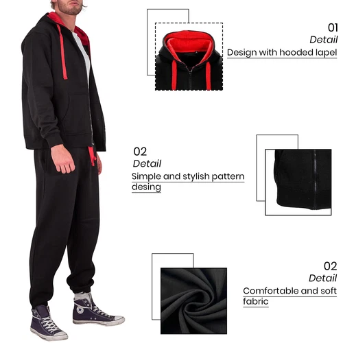 Neu Herren Trainingsanzug Set Fleece Kapuzenpullover Top +Hose Jogginghose S-3XL - Bild 8 von 27