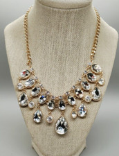 Vintage Natasha Clear Crystal goldtone Metal ...
