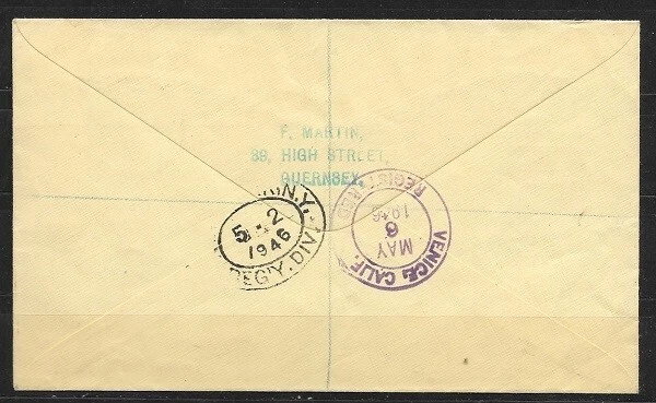 JERSEY Channel Islands Sc N1 to N8 on REGISTERED COVER to USA VF SEE PHOTO - Image 2 of 2