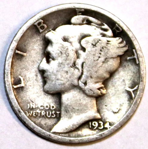 1934-D Mercury Dime - Very Good - #1615ED - FREE SHIPPING