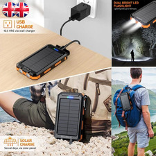 20000mAh Outdoor Power Bank Solar-Powered Portable Charger (With Torch/Compass)