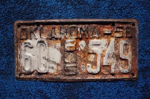 1958 Oklahoma BUS License Plate