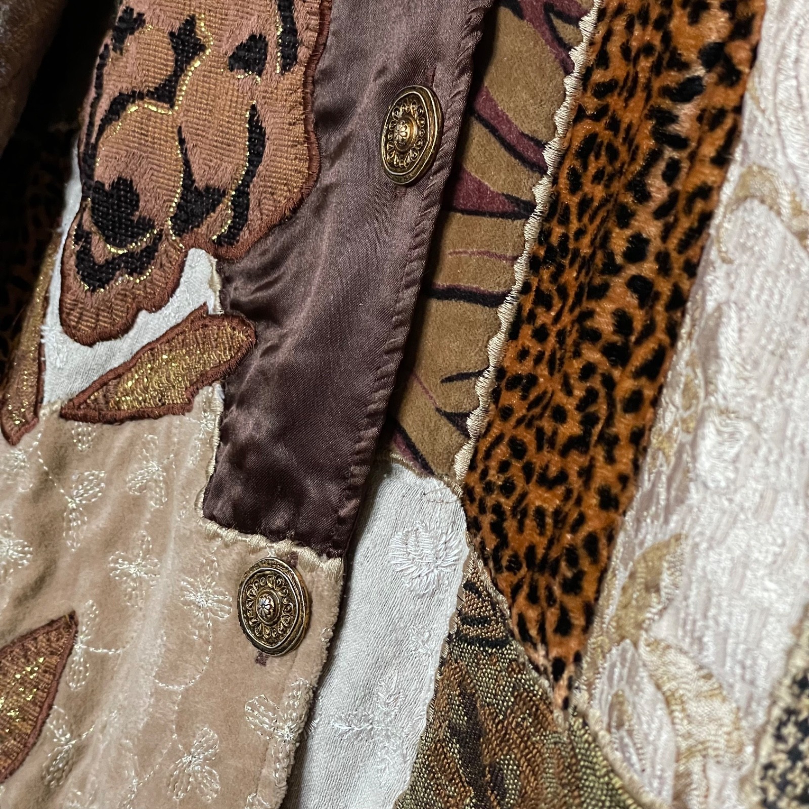 Indigo Moon Patchwork Tapestry Jacket Size L Boho… - image 5