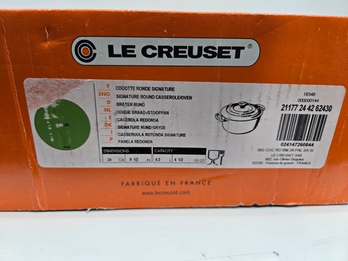 Le Creuset Cocotte Ronde Tradition 24cm 4.5qt palm Green Silver Knob Cast Iron - Picture 11 of 11