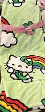 NEW Hello Kitty St Patricks Day Over The Rainbow Green Blanket Throw 60x70 NWT