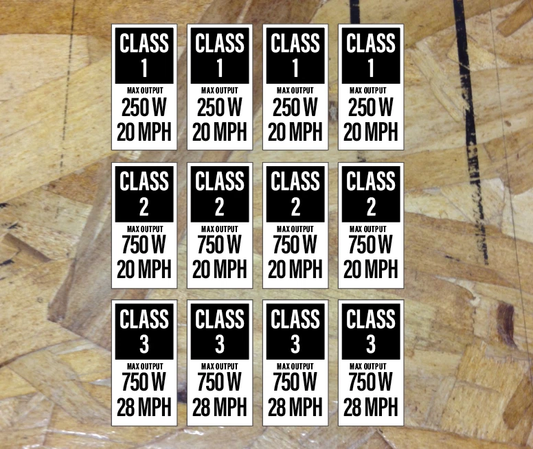 SIX9 DESIGNS Ebike E-Bike Vinyl Decals Stickers Class Classification USA Bike Frame 4 for 1