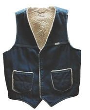 70s Vtg Blue Jean Sherpa Lined Denim Vest UNISEX Medium Do-Nothing Sedgefield