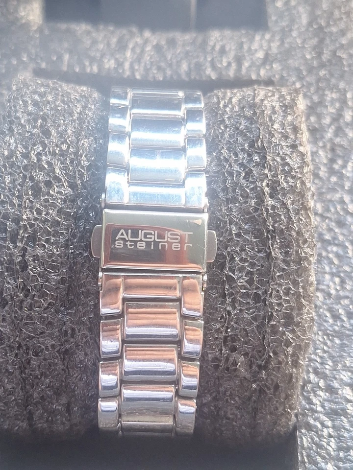 Reloj de cuarzo August Steiner para mujer AS8044PK de acero inoxidable nuevo esfera rosa batt Foto 3 de 4