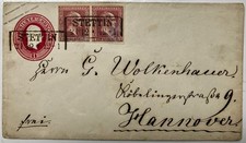 1 Sgr. Ganzsache MiNr. U 11 A mit Zusatz Paar Nr.6 Ra2 STETTIN nach Hannover