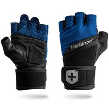 Harbinger Men's Training Grip Wrist Wrap Gloves 3.0 - Blue - Large