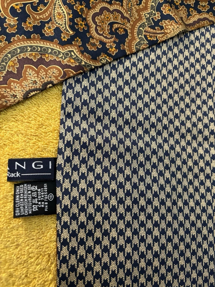 Frangi para Corbata Reversible Bufanda de Seda Paisley a Pata de Gallo Hecho en Italia Foto 3 de 4