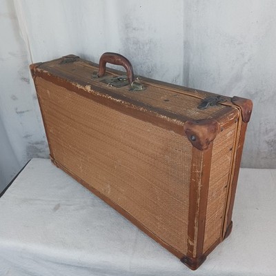 Antique 1800's Wicker And Leather Suitcase | eBay