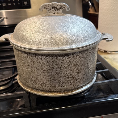 Guardian Service Aluminum Casserole Pan with Lid 10” Round Silver Vintage Heavy