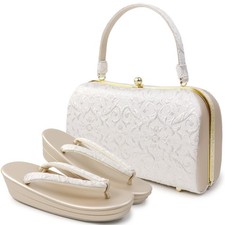 Kimono Formal Set with Luxury Zori and Bag Perfect for Gold and Silver,SILVER,L