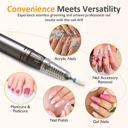 40000RPM Electric Nail Drill, Rechargeable Nail File Set for Acrylic Nails Gel P - Picture 2 of 12