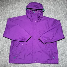 VTG Eddie Bauer Jacket Men XL Purple Teal Gore-Tex Hooded Rain Coat 90s
