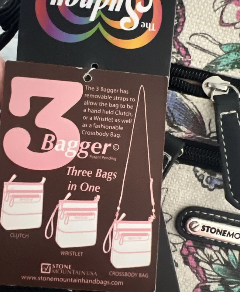 Bolsa de mão Stone Mountain conversível tiracolo floral/borboleta - Imagem 3 de 4