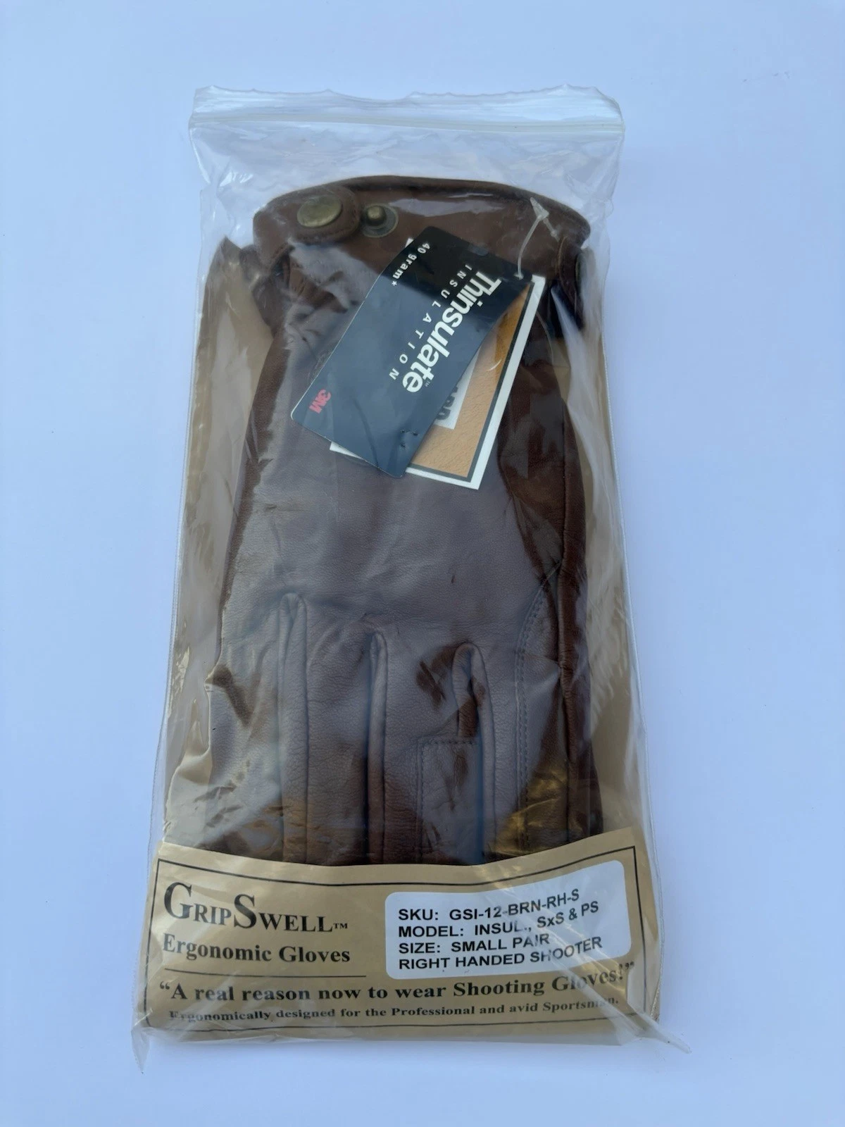 Gripswell Gloves Insulated SxS & PS Small Right Handed Shooter GSI-12-BRN-RH-S