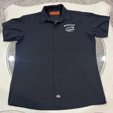 Renegade Classics Skull Motorcycles Dickies Mechanic Work Button Up Shirt Sz LG