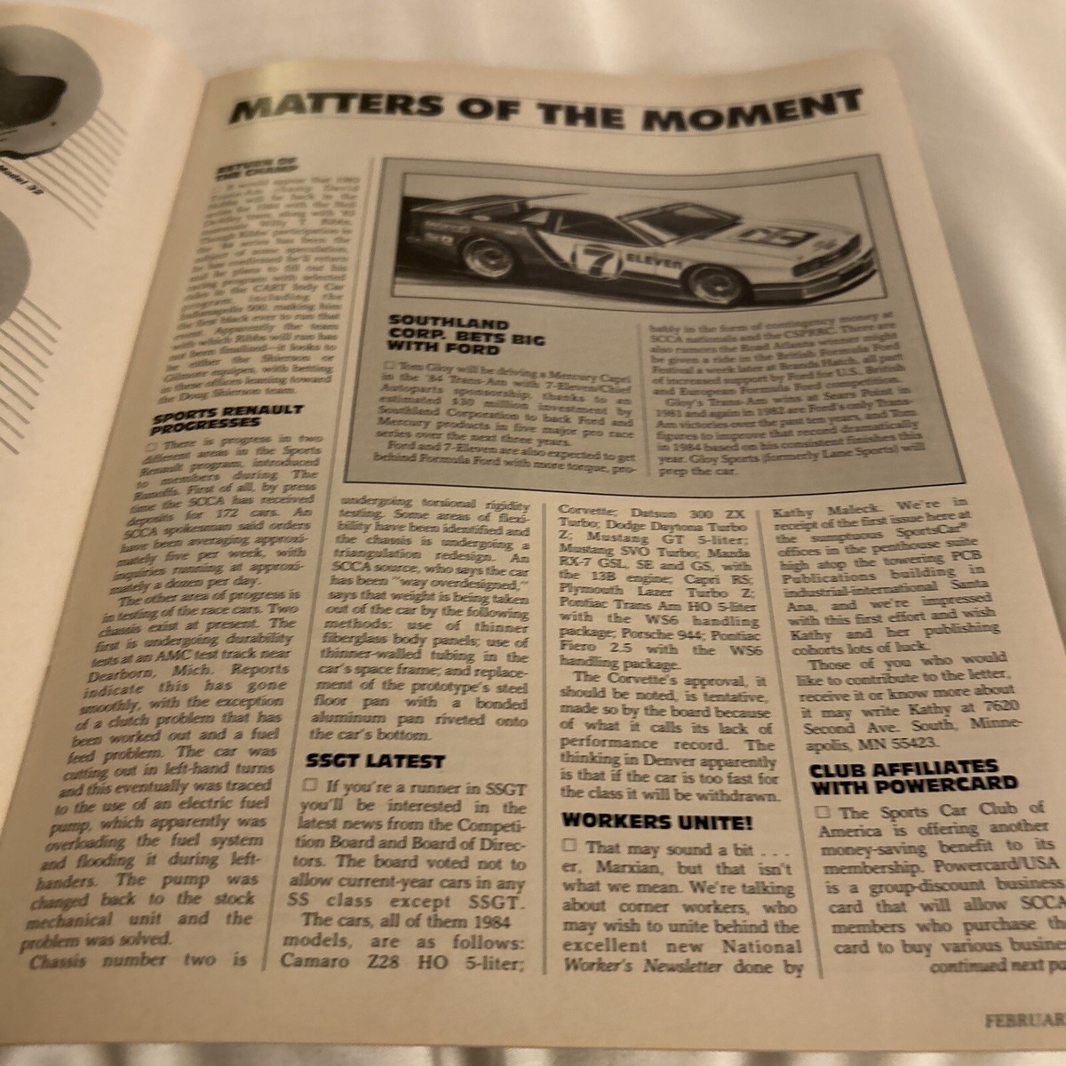 Sports Car Magazine Official Publication Of The SCCA February