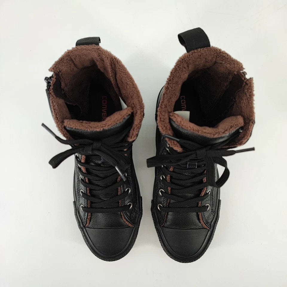 Converse Youth's CT Hi Hillcrest Black Leather Zip Boots Size 4US - Image 4 of 4