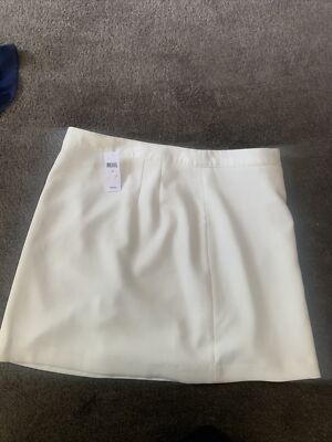 Banana Republic Yellow Tweed Mini Skirt Size 12 White Back Up Zipper Msrp $69.99