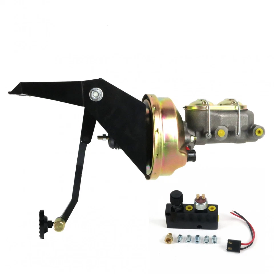 1955-1959 Chevy Truck 9 Power Brake Pedal Kit VT ADJ Disc/Drum 3" Black Billet - Image 2 of 4