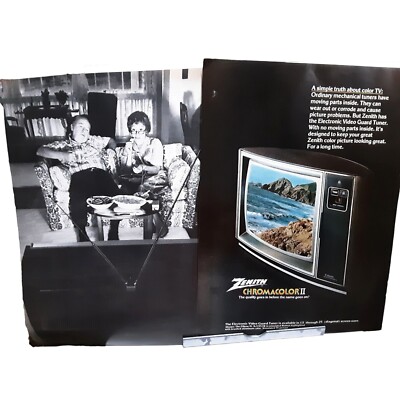 Zenith Chromacolor Television 2 Page vintage 1977 Magazine Print Ad