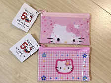 Hello Kitty 50th Anniversary Sanrio Daiso Flat Pouch japan Zipper Accessory Case