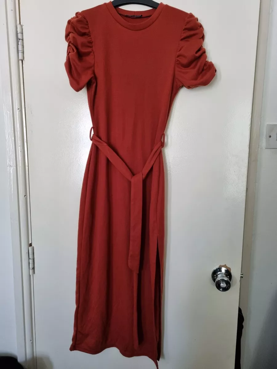 BN TK Maxx Rust Midi Belted Dress size 10 8