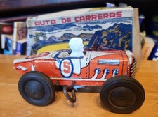 NICE VINTAGE AUTO DE CARRERAS TIN LITHO WIND UP 5 MIDGET RACE CAR w/ BOX 2