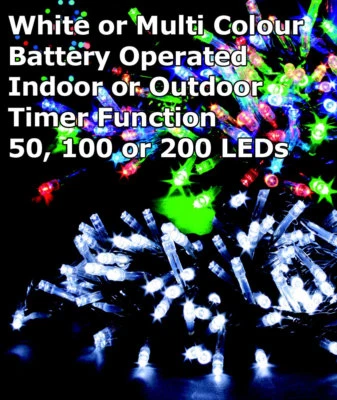 Premier Battery Operated Multi Function Outdoor LED Timer Christmas Tree Lights